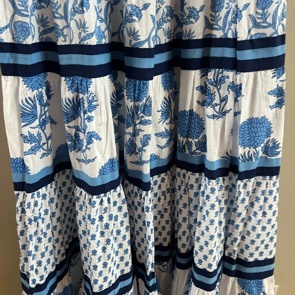CHELSEA  & Theodore Sleeveless Tiered Maxi Dress cotton small - Picture 4 of 7